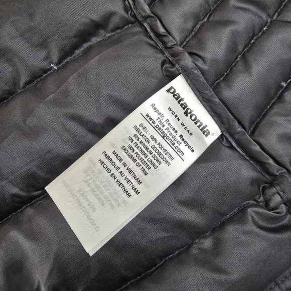 Patagonia Goose Down Puffer Vest Zip Up Black Women's Size Small Goosedown - Picture 6 of 7